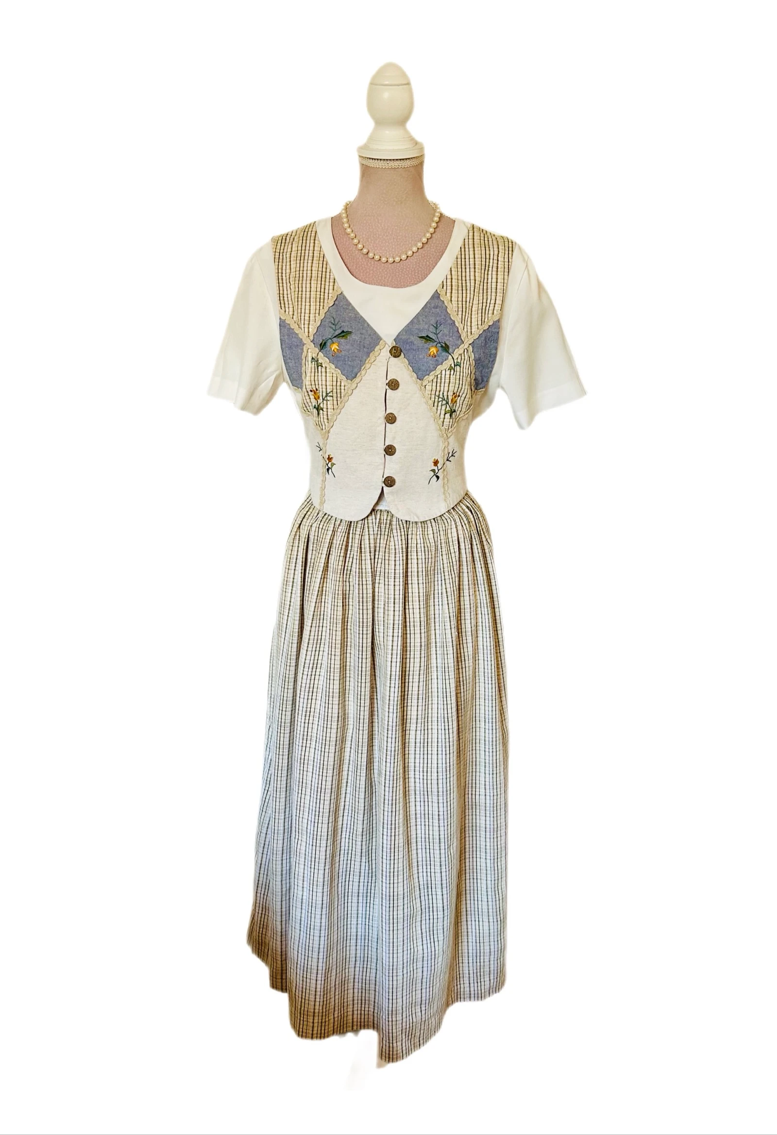 🌿🌻Robe vintage broderie champêtre cottagecore folk embroidered country dress 36/38🌻🌿 – photo 5